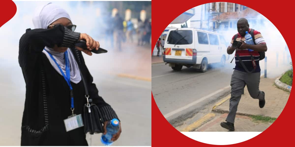 Photos: Des journalistes de Mombasa se précipitent vers la sécurité après que la police a lancé des grenades lacrymogènes pendant Maandamano