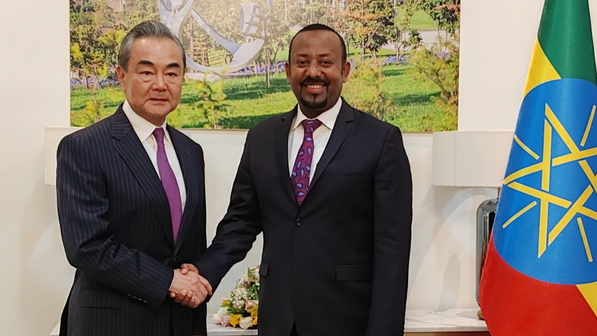 Wang Yi and Abiy Ahmed meeting in Addis Ababe, Ethiopia on July 21, 2023. (Picture courtesy of CGTN)