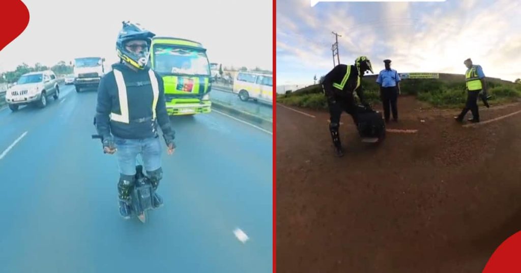 Un homme étourdit la police de la circulation avec son impressionnant monocycle électrique d'une valeur de près de 300 000 KSh