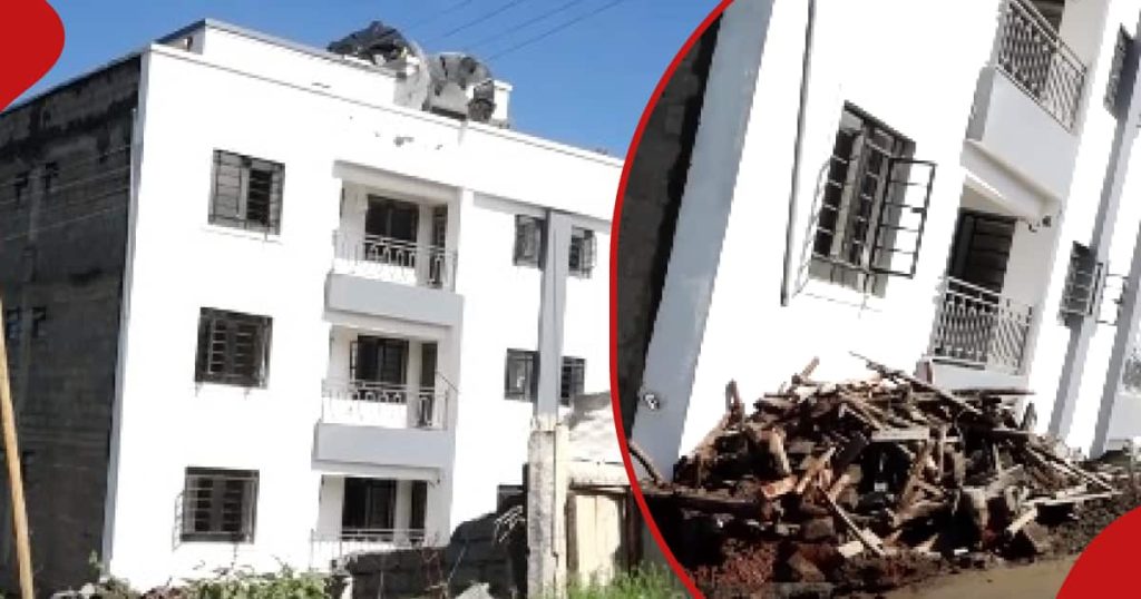 Vidéo : Un bâtiment scintillant de 5 étages en construction capturé en train de couler à Kabete