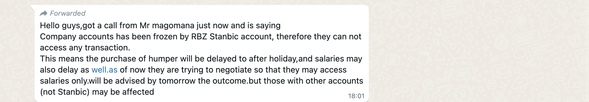 RBZ gèle les comptes bancaires du géant du lithium et les employés pourront assister aux festivités sans salaire |