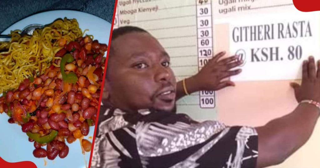 Les Kenyans amusés par le menu montrant 80 KSh Githeri Rasta : « Inaslap »