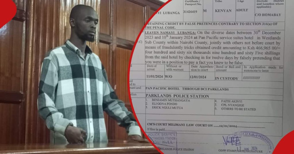 Un homme de Kakamega devant le tribunal après avoir omis de payer une facture d'hôtel de 460 000 KSh à Nairobi