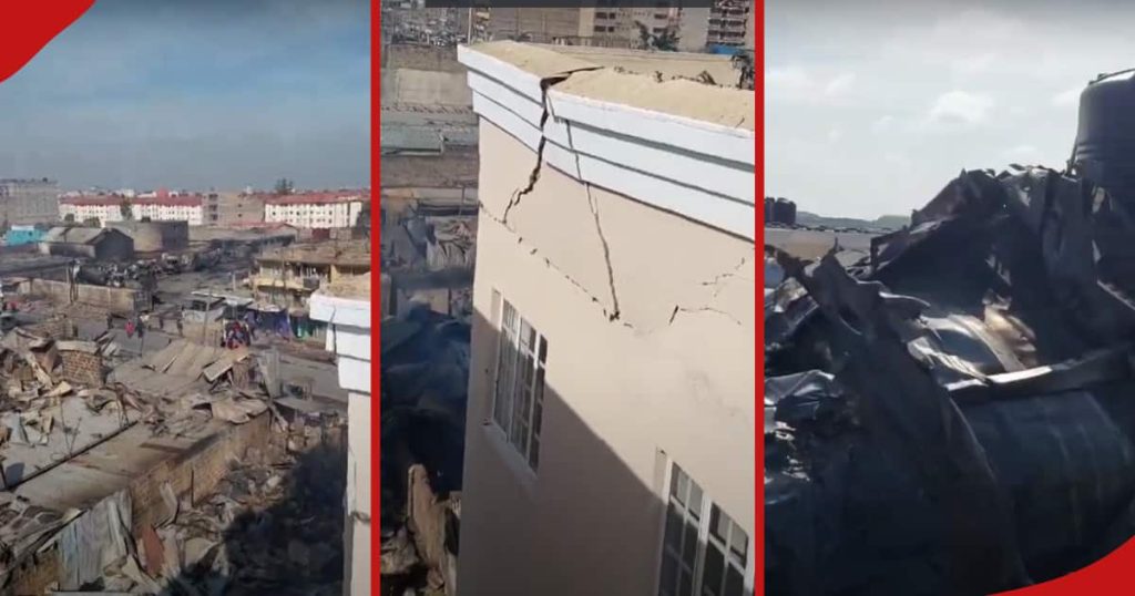 Incendie d'Embakasi : une vidéo apparaît montrant des pièces de voiture sur les toits des bâtiments voisins