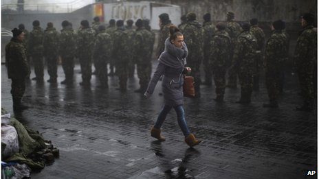 Soldiers are manning Kiev