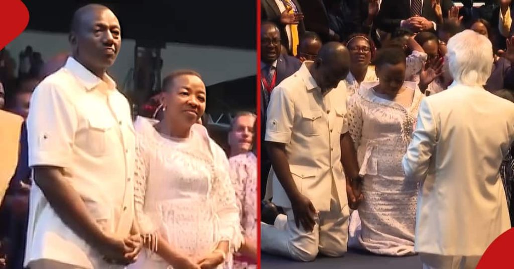 William Ruto et Rachael se mettent à genoux pendant que Benny Hinn prie pour eux : « Le Kenya est béni »