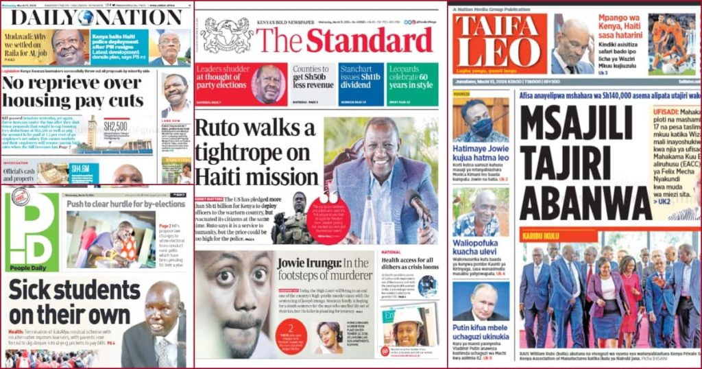 Kenyan Newspapers Review, 13 mars : Le corps d'un policier disparu retrouvé à la morgue