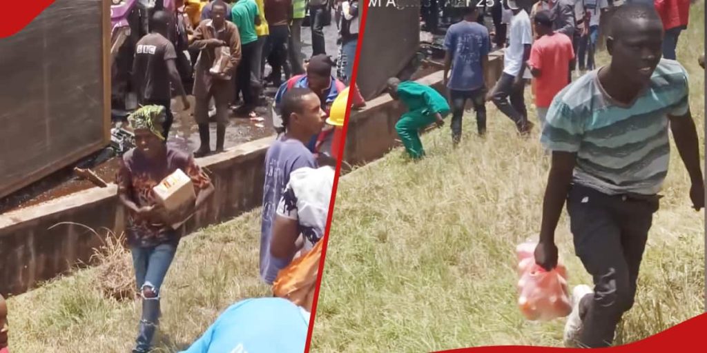 Les habitants de Juja se bousculent pour obtenir du jus et du pain après la collision de deux camions transportant des produits alimentaires : "honte"
