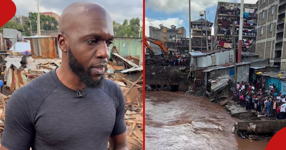 Larry Madowo se promène dans le bidonville inondé de Mathare, les sympathies avec les résidents se retrouvent sans abri
