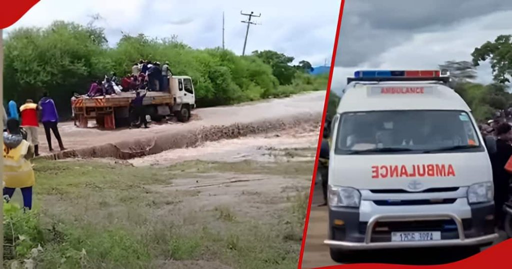 Makueni : 5 morts et 11 secourus après que le camion dans lequel ils voyageaient ait été balayé par les inondations