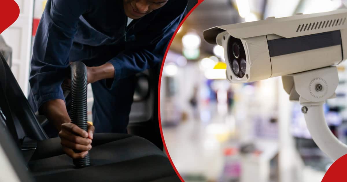 Nairobi : Un système de vidéosurveillance capture un employé de lave-auto en train de voler, cachant le pistolet d'un client dans sa combinaison