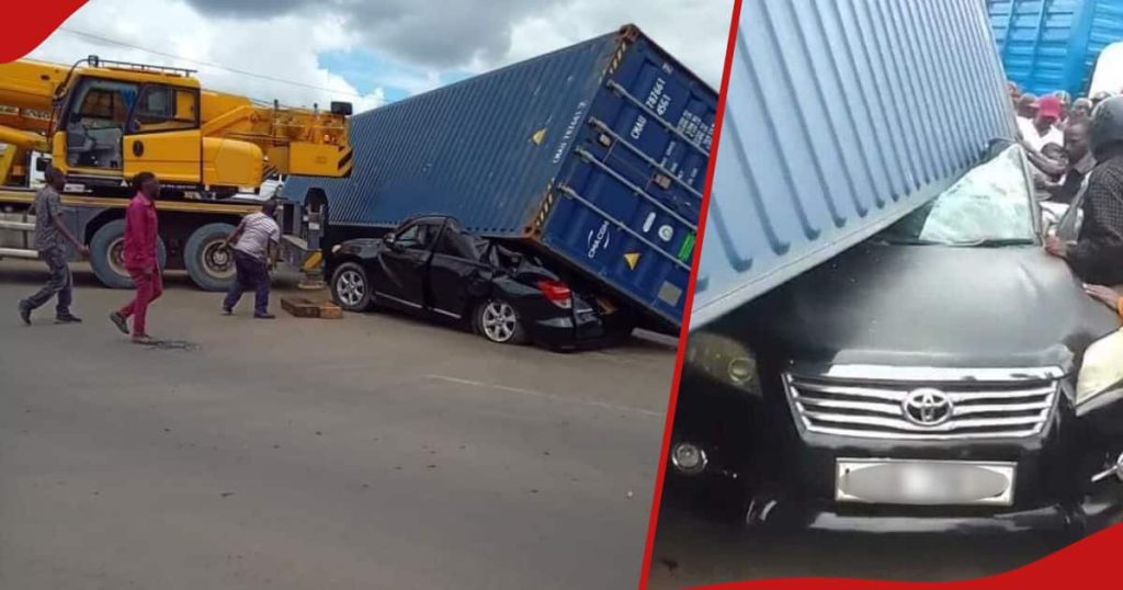 Nairobi : Une mère et ses deux enfants trompent la mort après qu'un poids lourd ait écrasé leur voiture