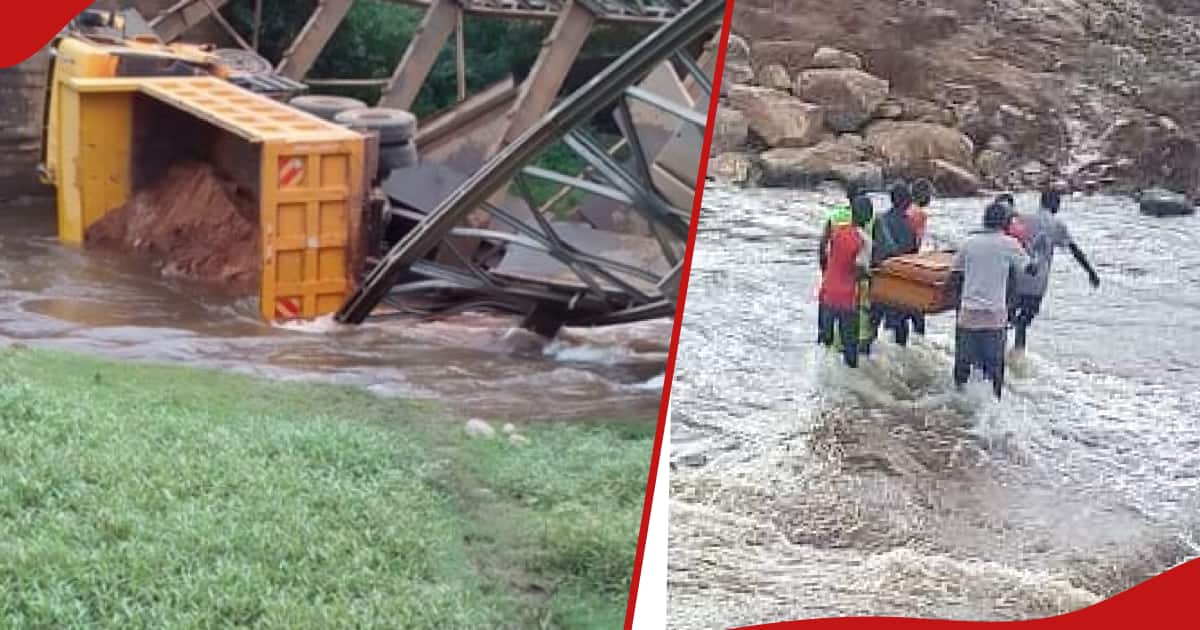 Elgeyo Marakwet : Les photos d'une famille marchant avec le cercueil d'un parent à travers une rivière en crue touchent les Kenyans
