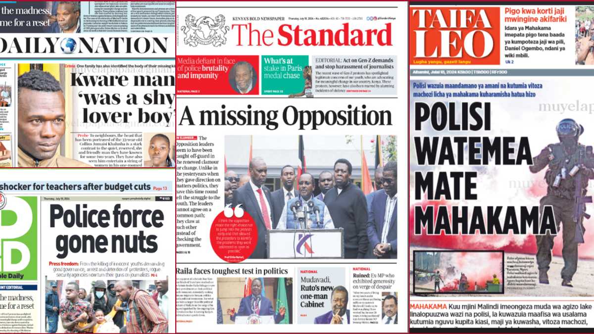 Journaux kenyans, 18 juillet : Les voisins de Collins Jumaisi contredisent l'étiquette d'« homme vengeur » que lui a attribuée le DCI