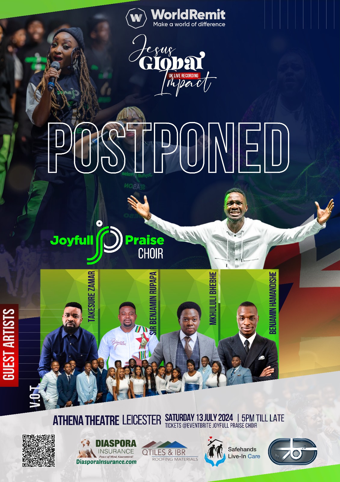 Les retards de visa entraînent le report de l'événement d'enregistrement en direct de Joyfull Praise Choir UK |