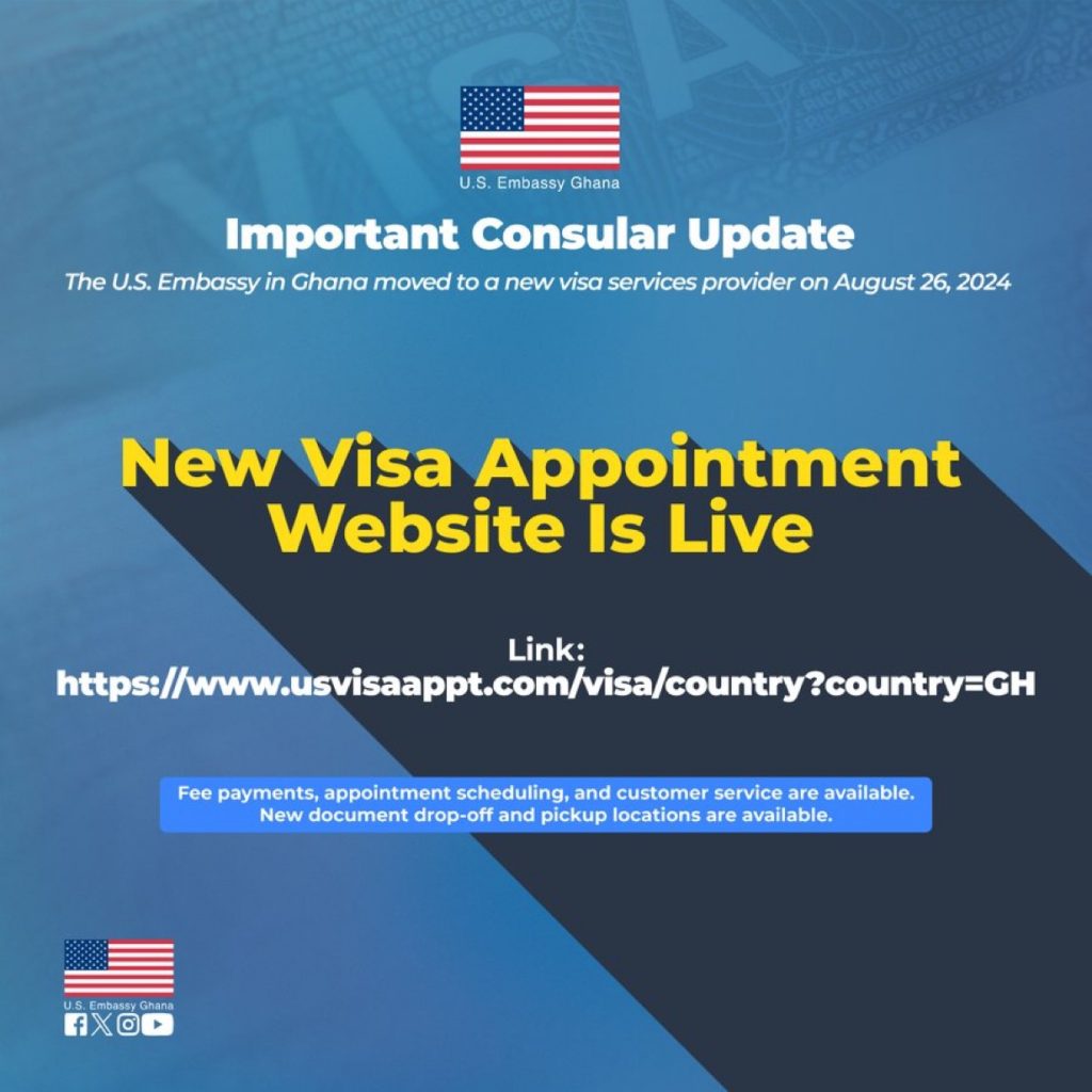 L'ambassade des États-Unis au Ghana fait appel à un nouveau fournisseur de services de visas ; le nouveau système commence à fonctionner