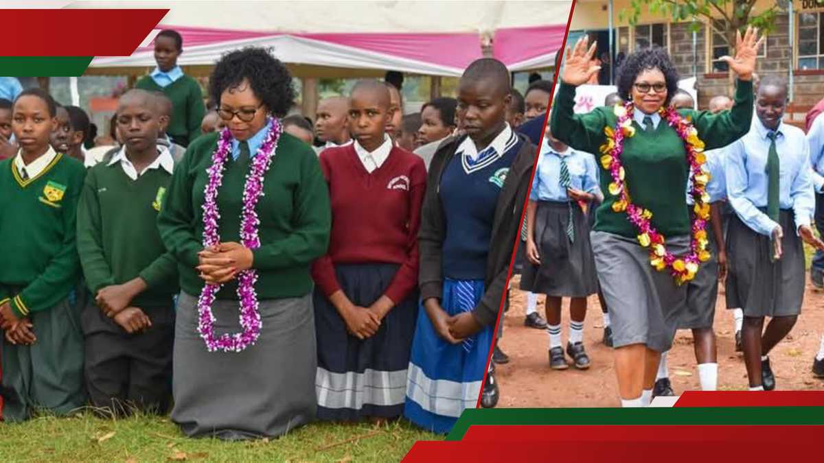 Résultats du KCSE 2024 : la représentante de Kericho enfile l'uniforme scolaire lors d'une réception pour célébrer les étudiants dans le besoin