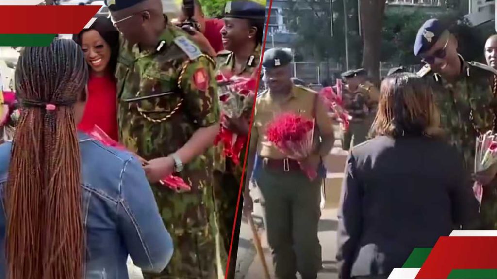 Réactions drôles alors que la police offre des fleurs kenyans le jour de la Saint-Valentin: "Wapeane Teargass"