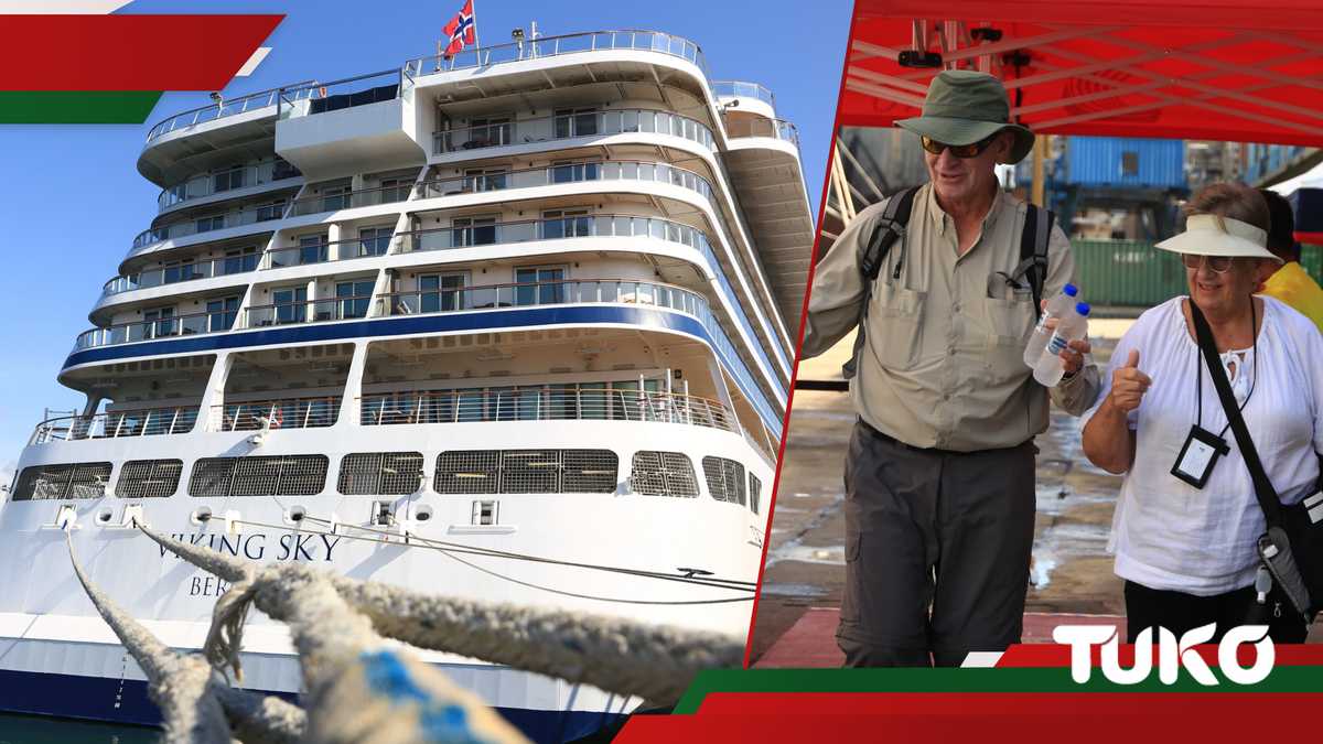 Viking Sky Cruise Ship avec plus de 3 000 passagers à quais au port Mombasa