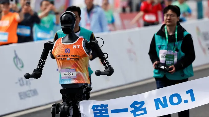 Chinese robots ran against humans in the world’s first humanoid half-marathon. They lost by a mile