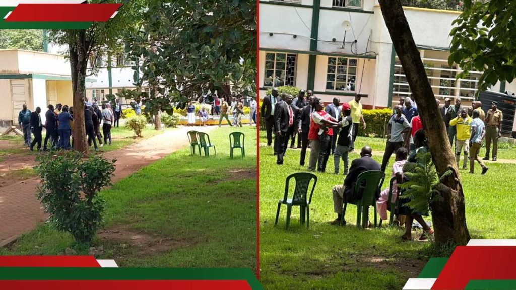 Siège du comté de Storm Trans Nzoia en colère, demande de voir le gouverneur George Natembeya