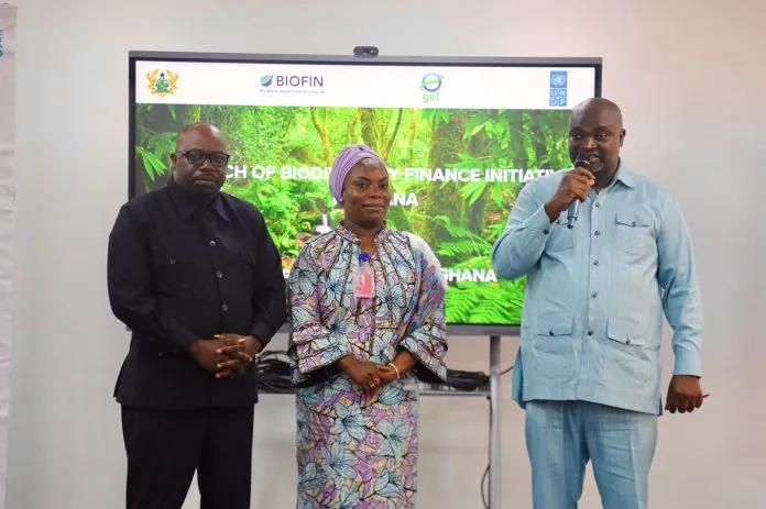 Représentant résident adjoint du PNU du PNAT de Fati Attahiru; Dr Peter Dery Right Director Environment Ministère des sciences et de la technologie de l'environnement et Bruno Mweemba ont quitté le Biofin Regional T Représentant résident adjoint du PNU du PNAT de Fati Attahiru; Dr Peter Dery Right Director Environment Ministère des sciences et de la technologie de l'environnement et Bruno Mweemba ont quitté le Biofin Regional T