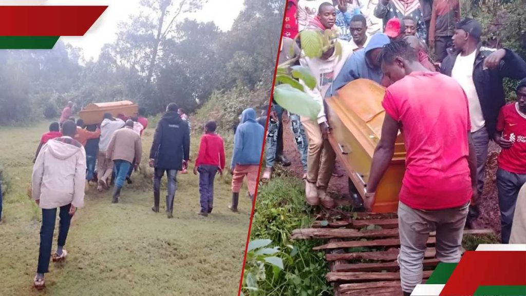 Nakuru: Courriers forcés de transporter un cercueil à travers les fermes en raison d'un mauvais état de route