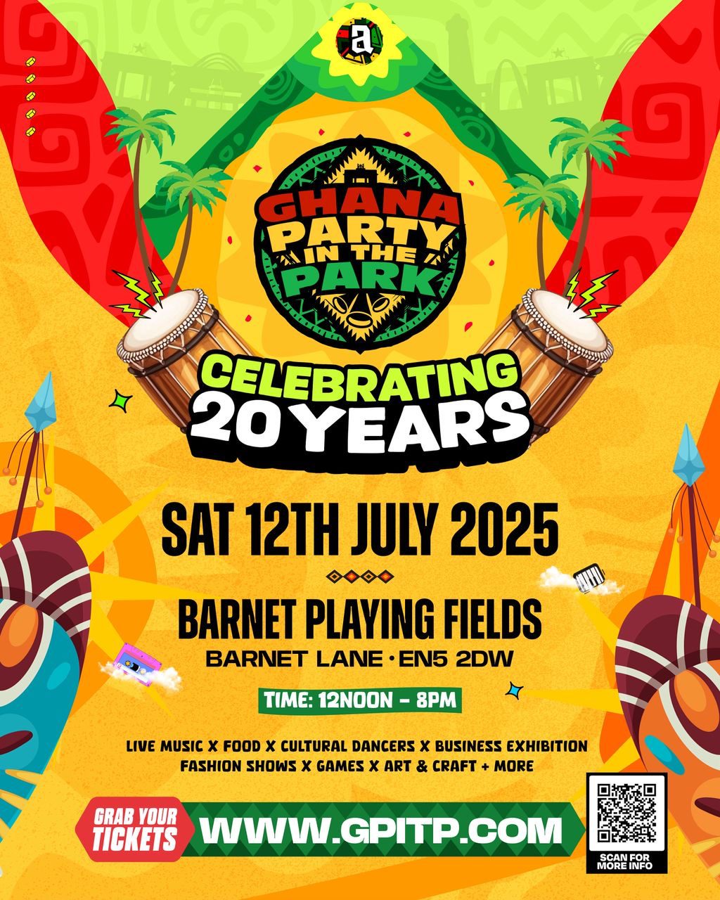 Ghana Party in the Park UK Returns on 12th July 2025 to Mark 20 Years of Culture and Community