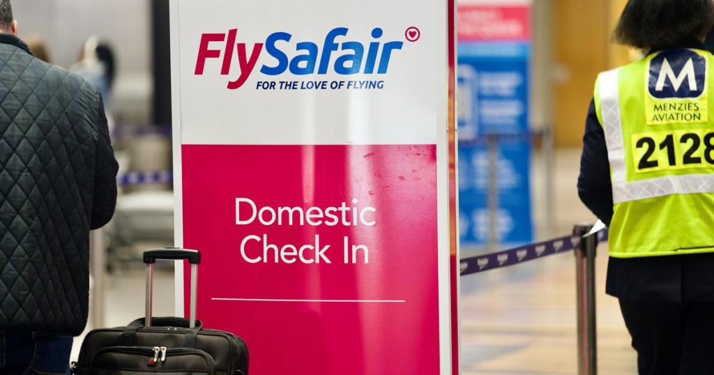 Les négociations dans l'impasse avec Flysafair principalement en raison du système de liste des compagnies aériennes