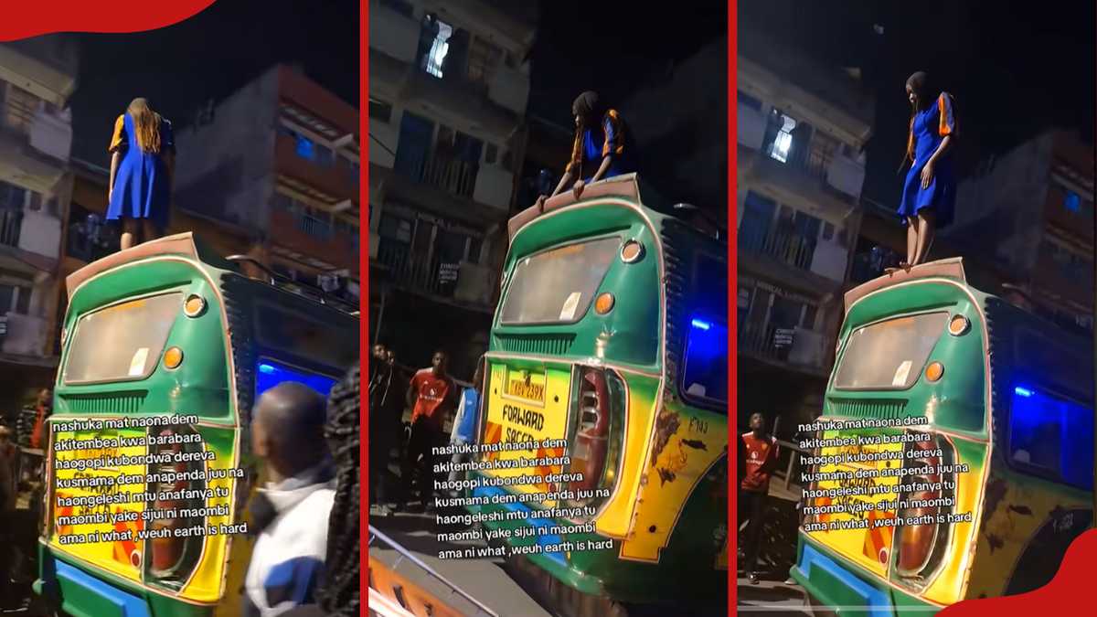 Nairobi: Barefoot Woman grimpe, effectue des actes bizarres au-dessus de Matatu en vidéo virale