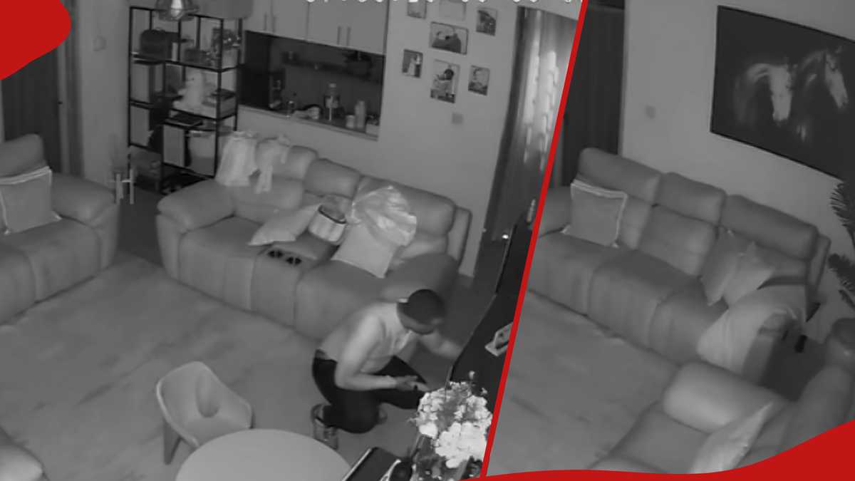 Kasarani: CCTV capture un homme soigneusement habillé voler un ordinateur portable, PS5 dans un salon confortable
