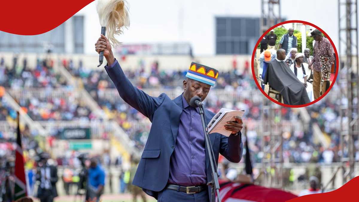 La grand-mère de Raila Junior le rase alors qu'il est installé comme chef de famille