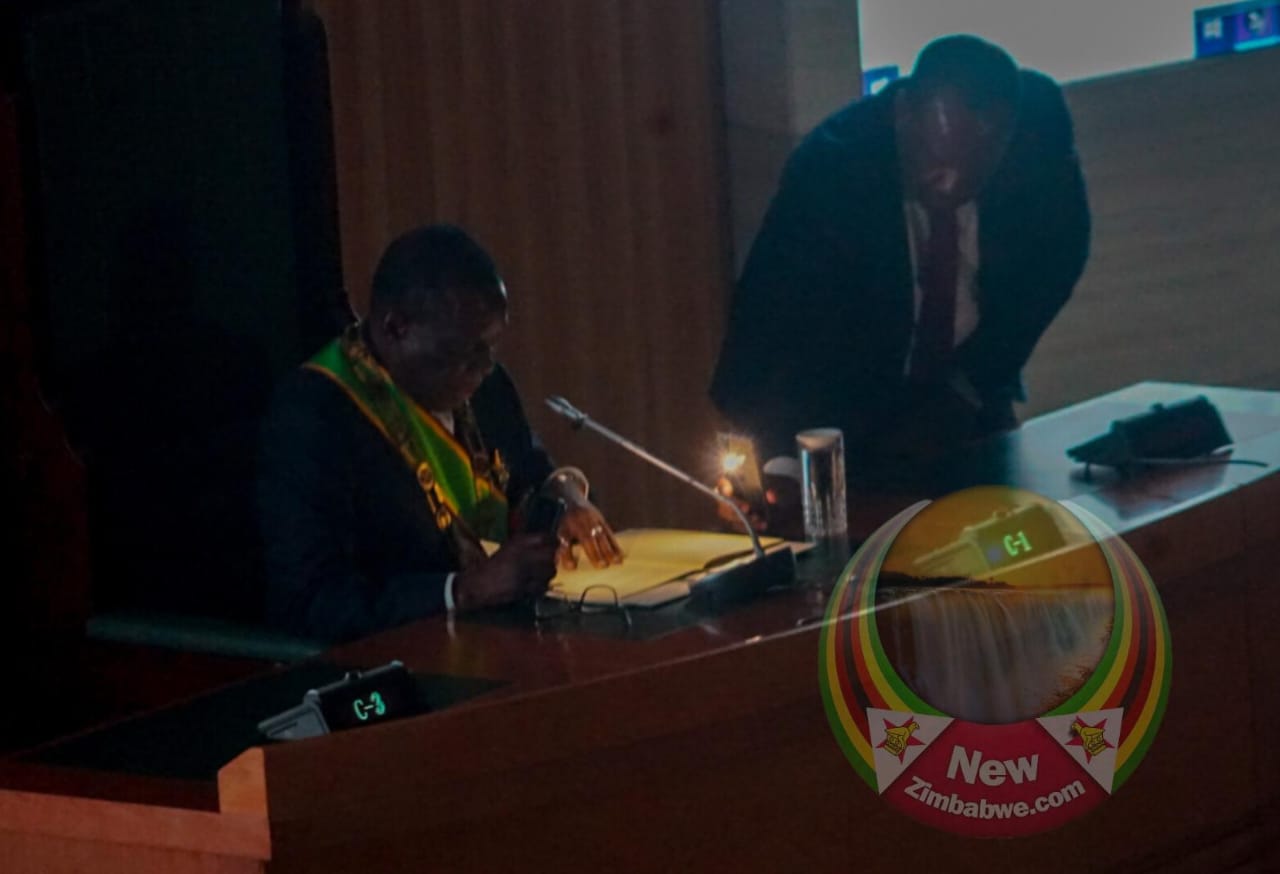 “Circuit breaker supplying load tripped” – Parliament in damage control after blackout during Mnangagwa’s SONA