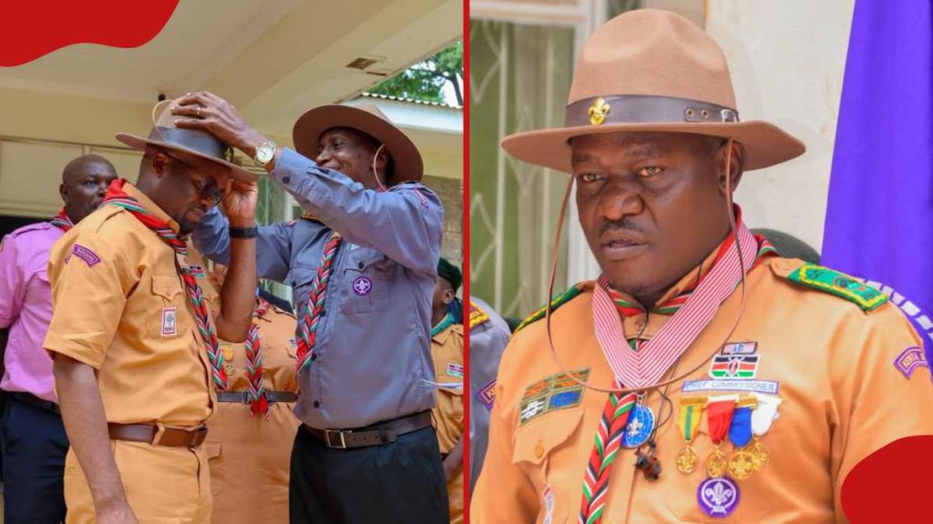 Le chef de l'Union des scouts dirige le mouvement scout lors de la cérémonie d'investiture, le PS Omollo est couronné ambassadeur
