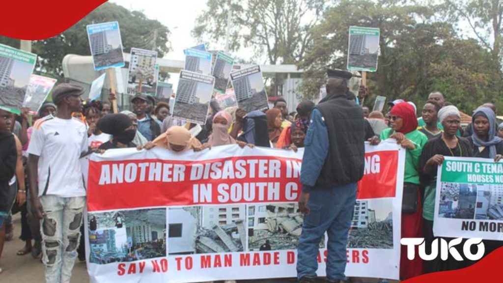 Nairobi : Les habitants du Sud C prennent d'assaut la maison Ardhi et exigent une action après l'effondrement mortel d'un immeuble de 16 étages
