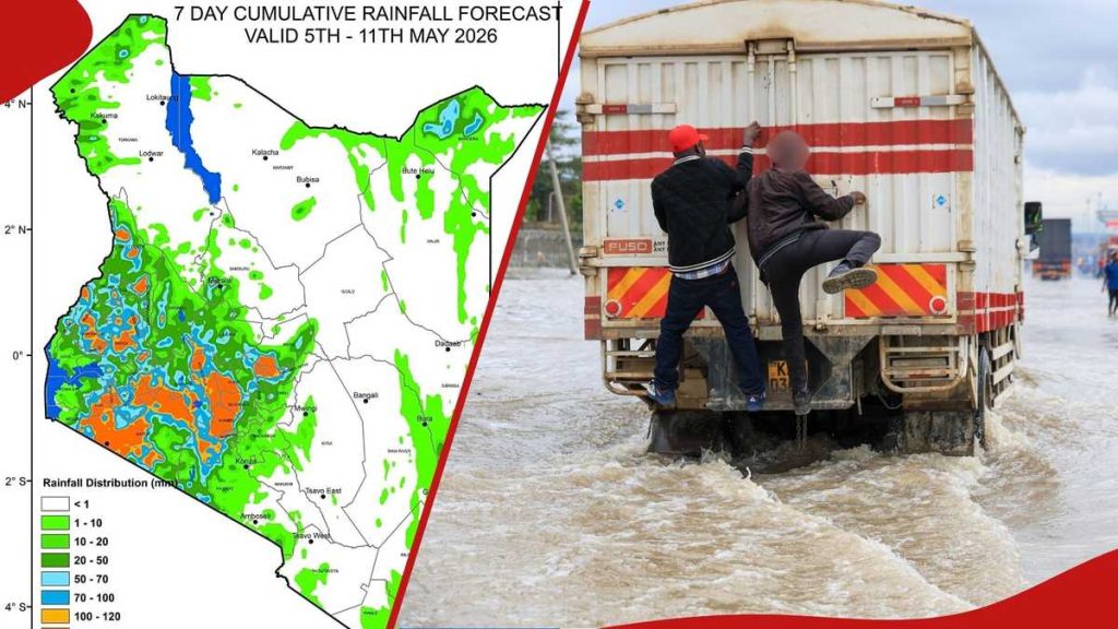 Le Kenya Met prédit 7 jours de pluie continue et une hausse des températures dans 6 régions