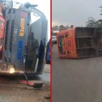 Vidéo : Un super bus de métro se renverse sur la rocade nord après être entré en collision avec un Matatu de 14 places