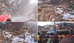 Un bâtiment commercial à Lagos s'effondre