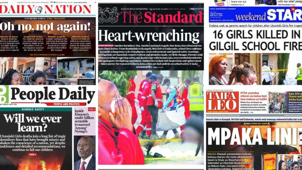 Revue des journaux kenyans : Une étudiante d'Utumishi raconte la perte d'amis dans un incendie tragique