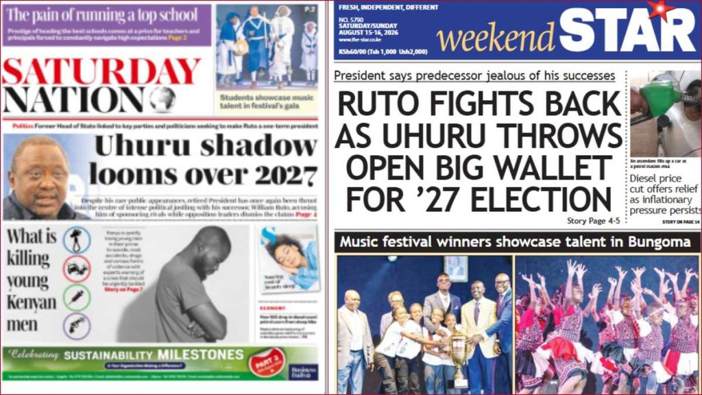 Journaux kenyans, 15 août : Un couple Murang'a meurt quelques heures après avoir emménagé ensemble