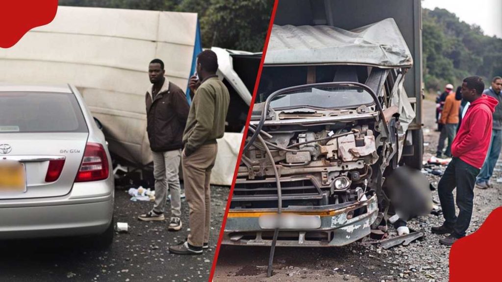 Vidéo : Circulation intense sur la route Mai Mahiu après un accident impliquant 2 camions et une voiture