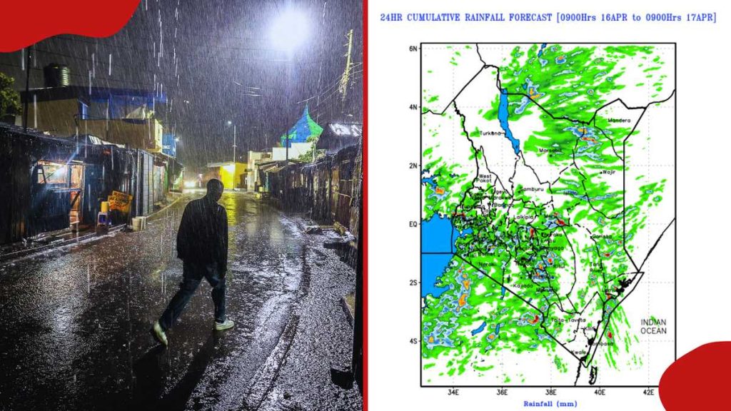 Le Kenya Met publie des prévisions météorologiques sur 24 heures et met en garde contre de la pluie dans 18 comtés jusqu'au samedi 24 octobre
