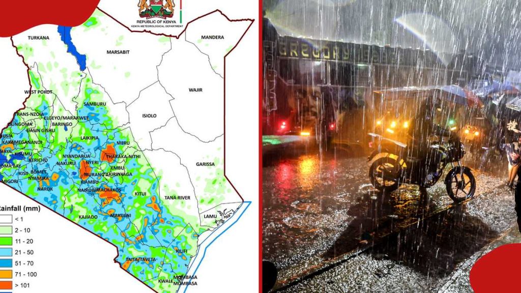 Les prévisions météorologiques sur 24 heures du Kenya Met mettent en garde contre des précipitations dans 23 comtés